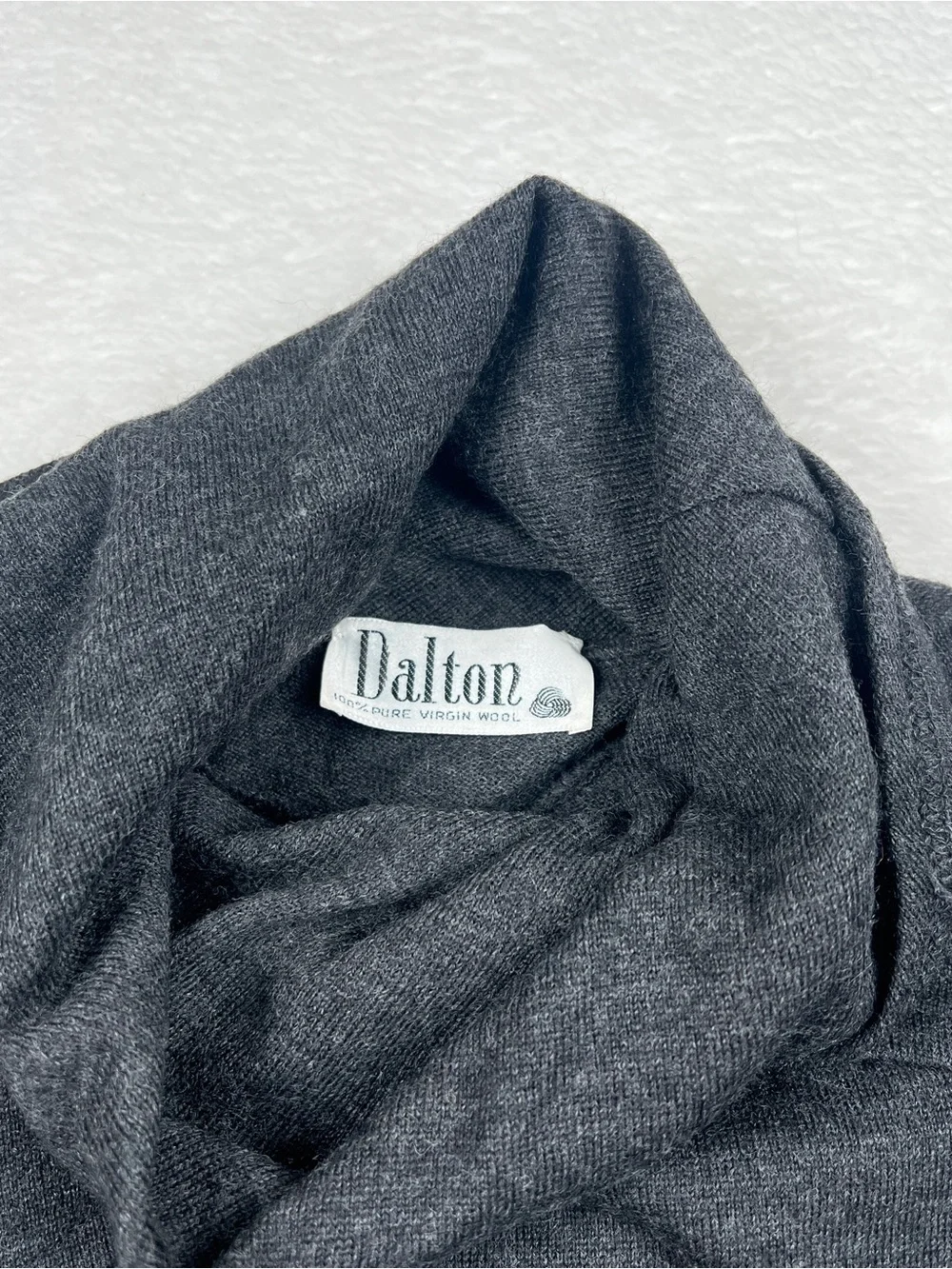Vintage Dalton Pure Virgin Wool Sweater M 10 Gray USA Union Made Turtleneck